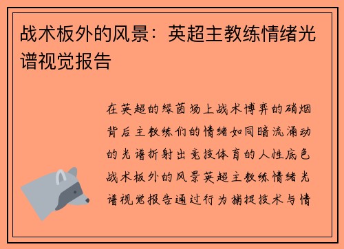 战术板外的风景：英超主教练情绪光谱视觉报告
